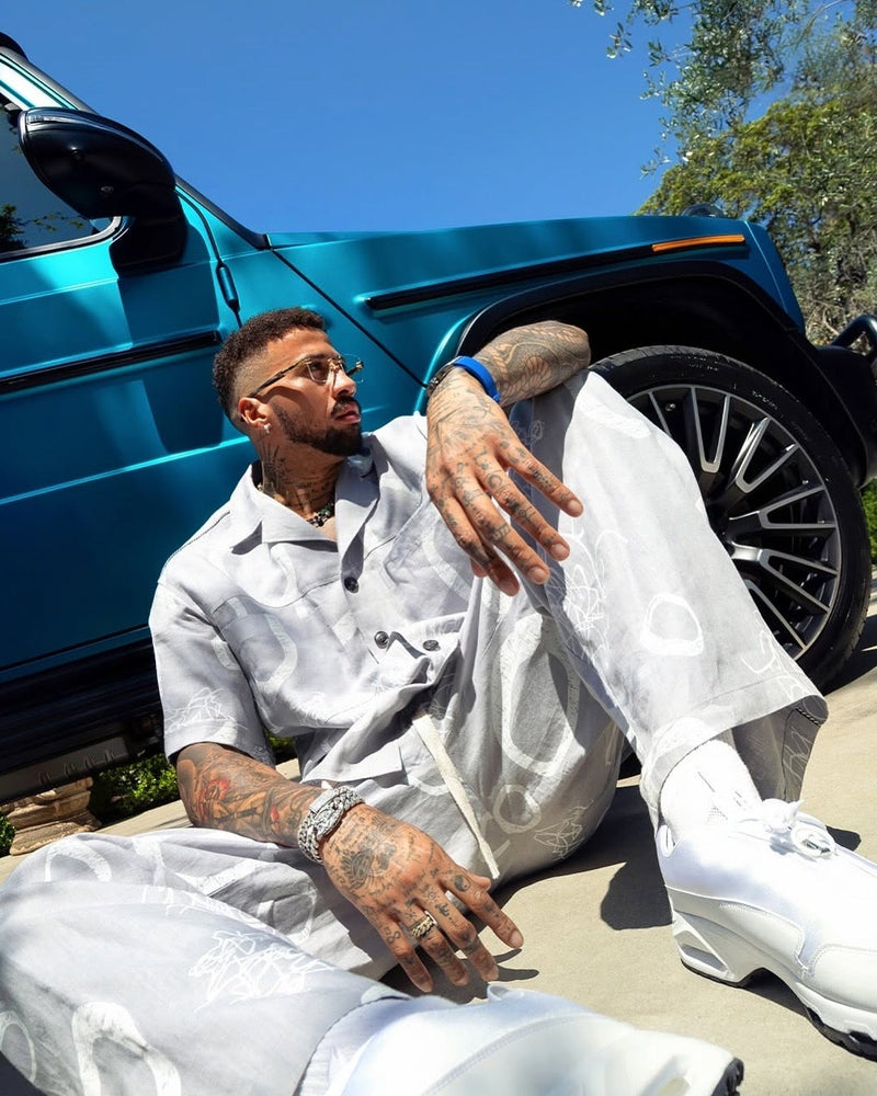 The Art of Standing Out—Miles in Our Abstract Linen Set for Mercedes-Benz