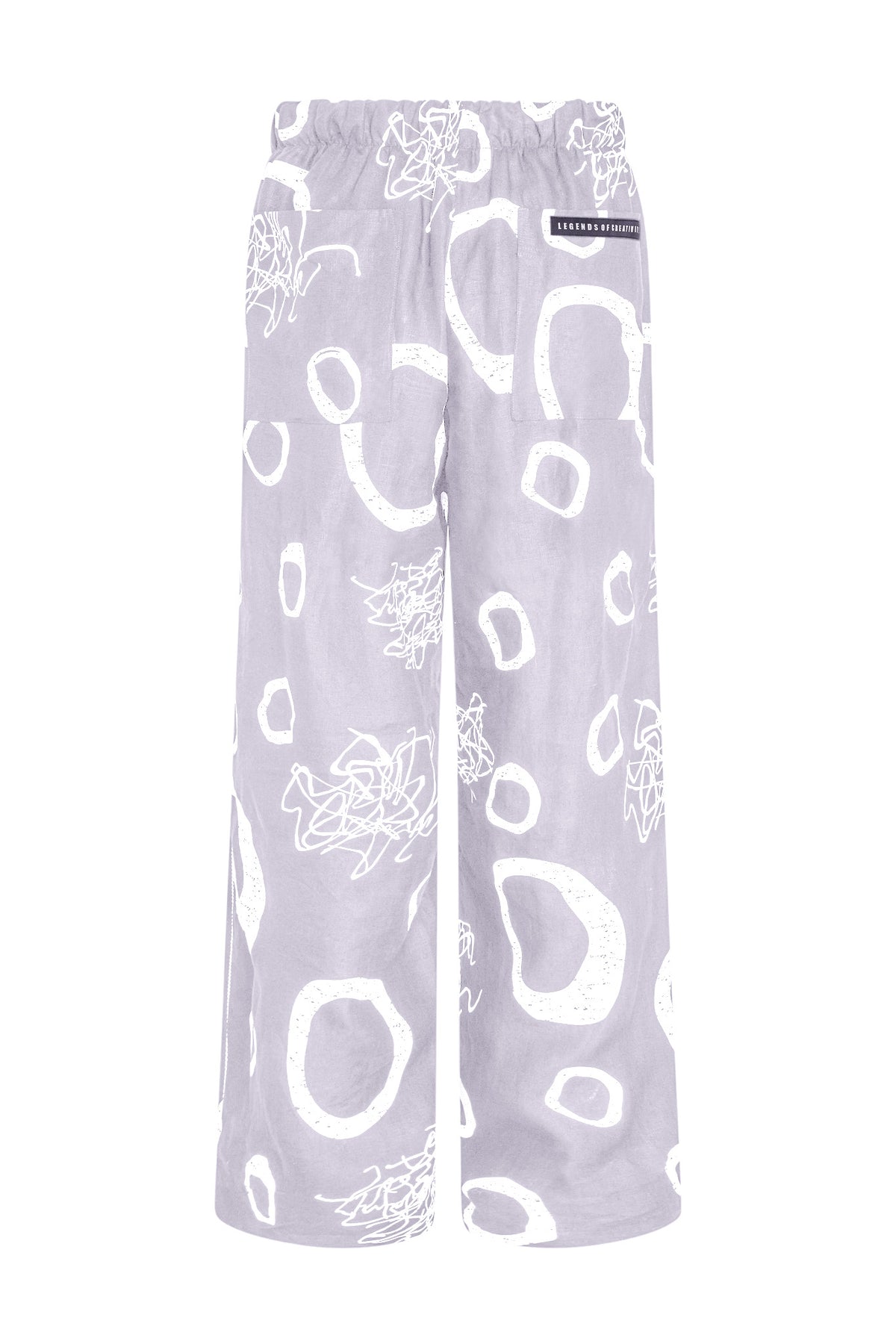 Bowie Abstract Print Linen Baggy Pants-Limited Edition