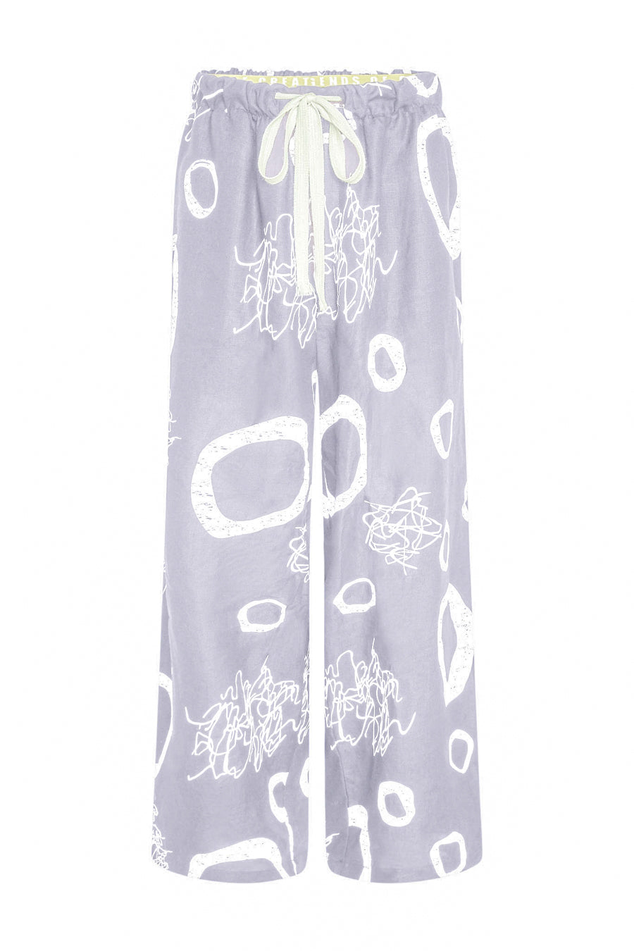 Bowie Abstract Print Linen Baggy Pants-Limited Edition