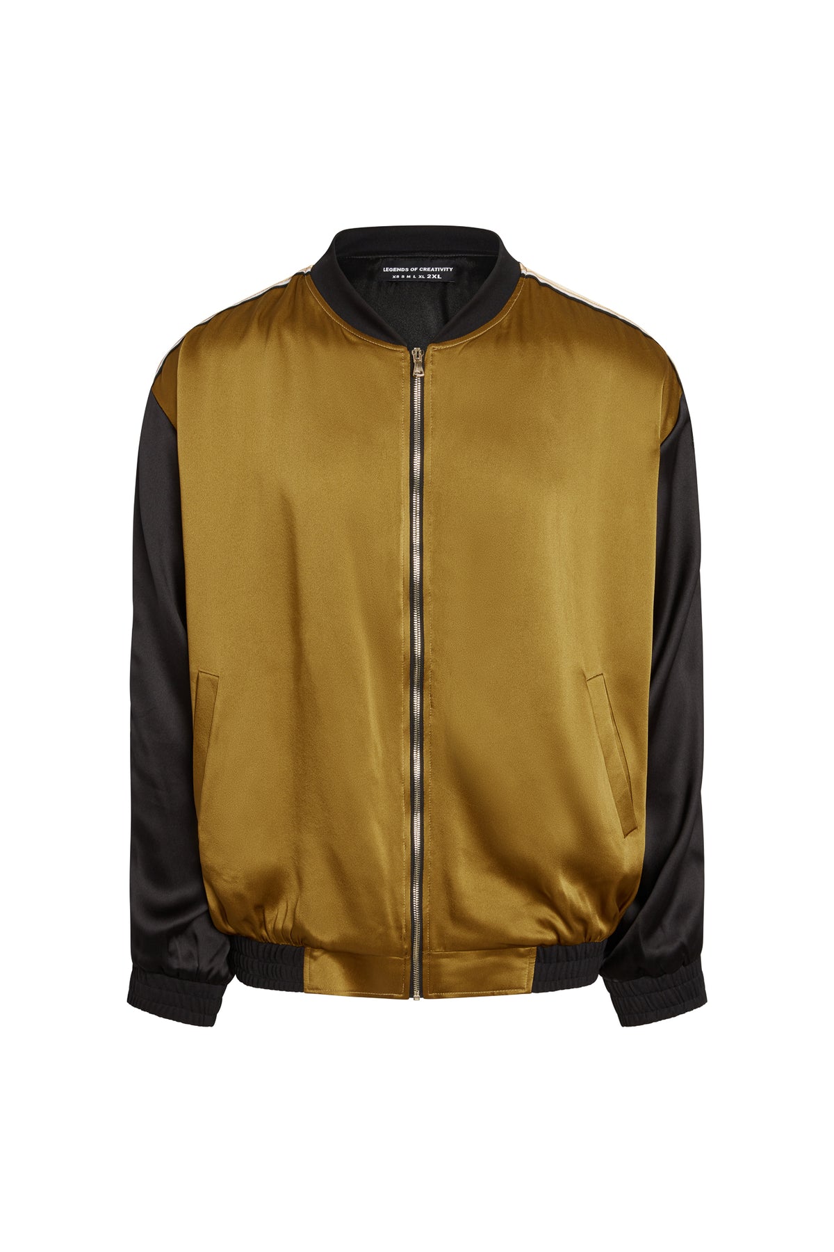 Silk two tone zip front bomber jacket