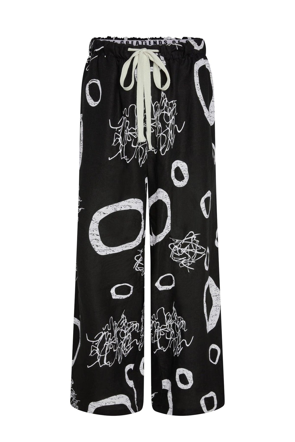 Bowie Abstract Print Linen Baggy Pants - Legends of Creativity