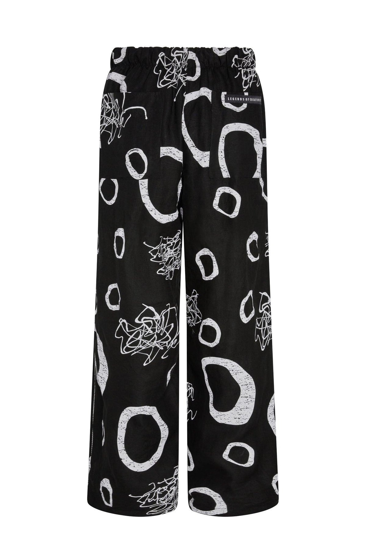 Bowie Abstract Print Linen Baggy Pants - Legends of Creativity