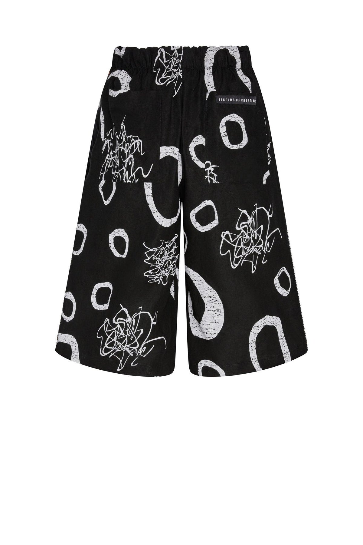 Bowie Abstract Print Linen Baggy Shorts - Legends of Creativity
