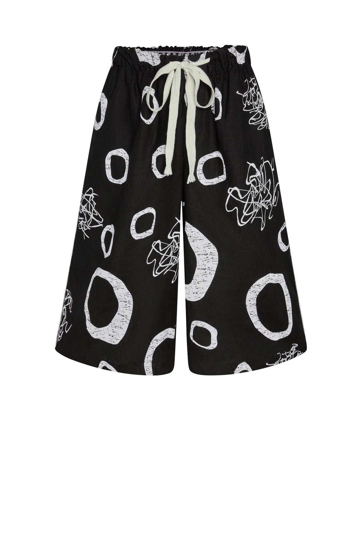 Bowie Abstract Print Linen Baggy Shorts - Legends of Creativity