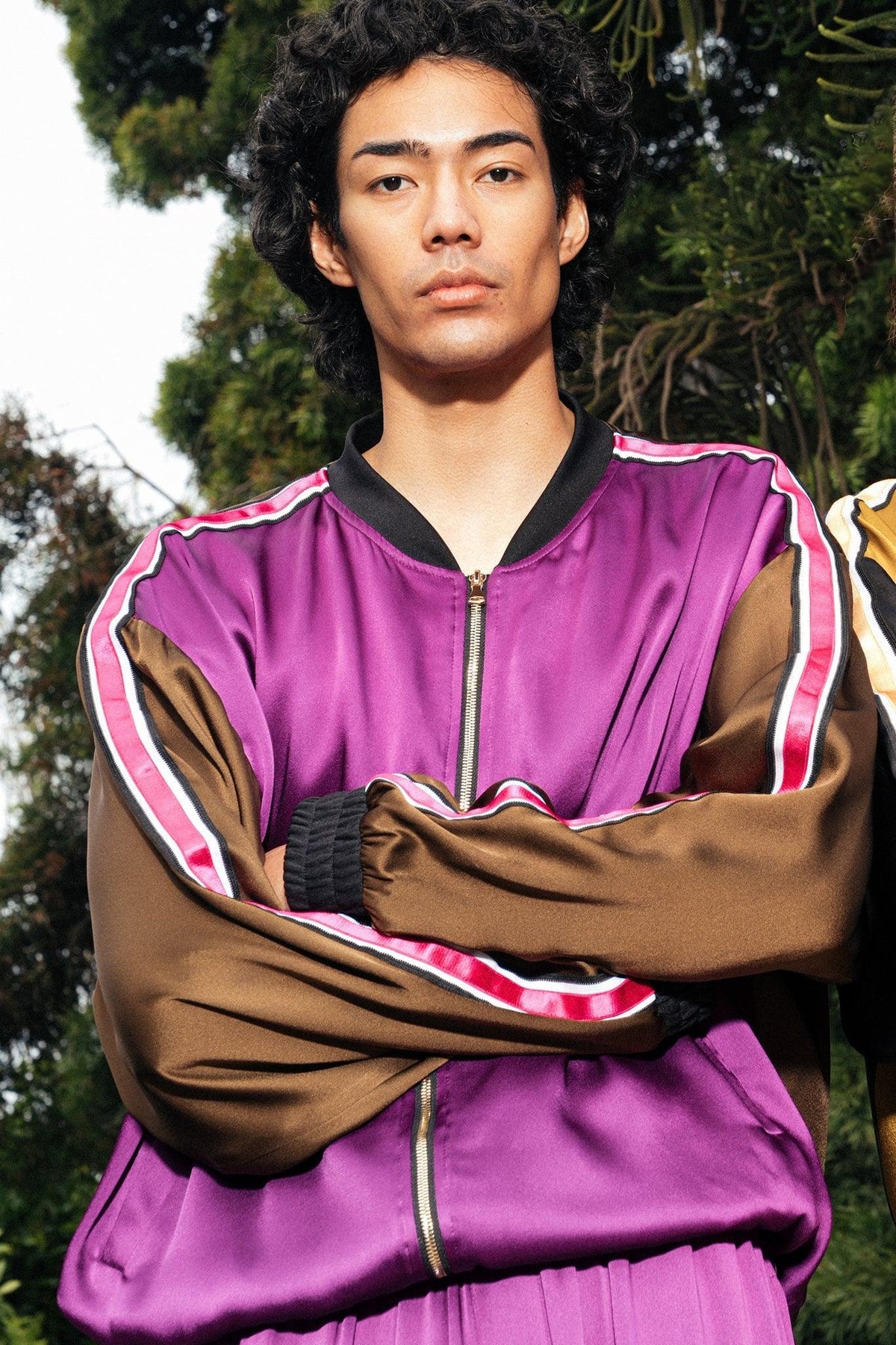 Presley Two-Tone Silk Bomber Jacket - Legends of Creativity