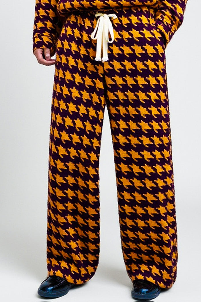 Bowie Houndstooth Baggy Pants | Luxury Knit