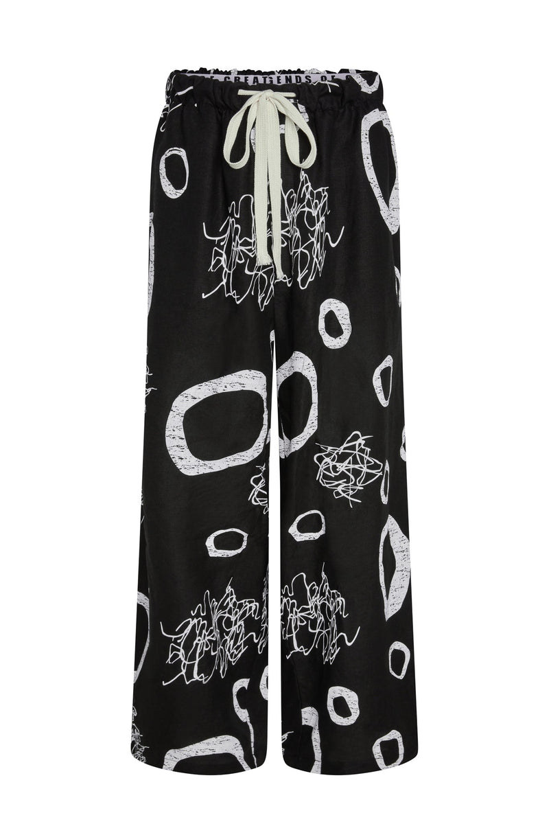 Bowie Printed Linen Baggy Pants - Legends of Creativity