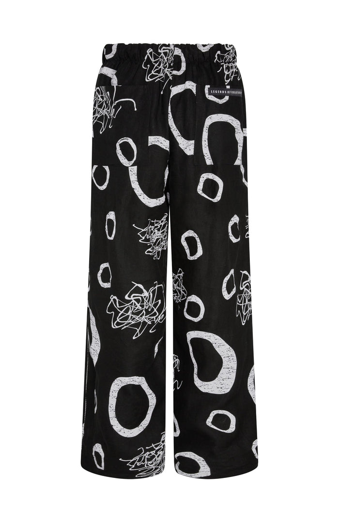 Bowie Printed Linen Baggy Pants - Legends of Creativity